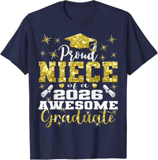 Super Proud Niece of 2026 Graduate Senior Graduation Family T-Shirt - T-Shirt | Navy