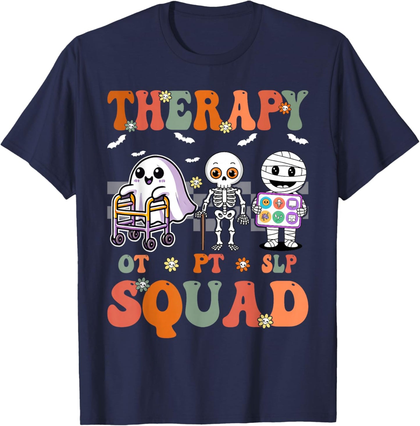 Retro Therapy Squad SLP OT PT Team Halloween funny Physical T-Shirt - T-Shirt | Navy