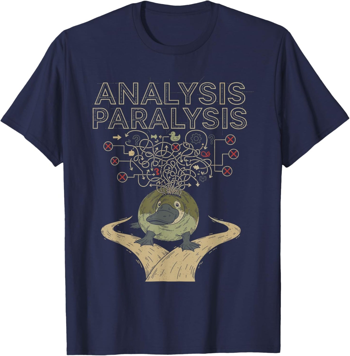Platypus Analysis Paralysis Humor Decision-Making T-Shirt - T-Shirt | Navy