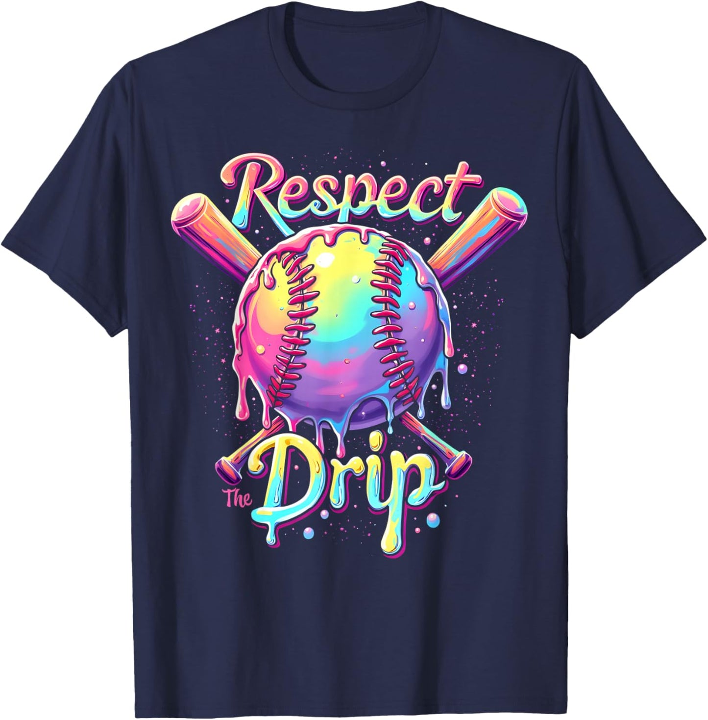 Baseball Drip Boys Ice Cream Drip Youth Respect The Drip T-Shirt - T-Shirt | Navy