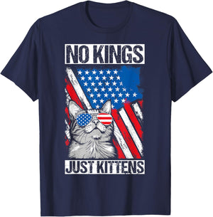 NO Kings JUST Kittens Patriotic Protest Cat T-Shirt - T-Shirt | Navy