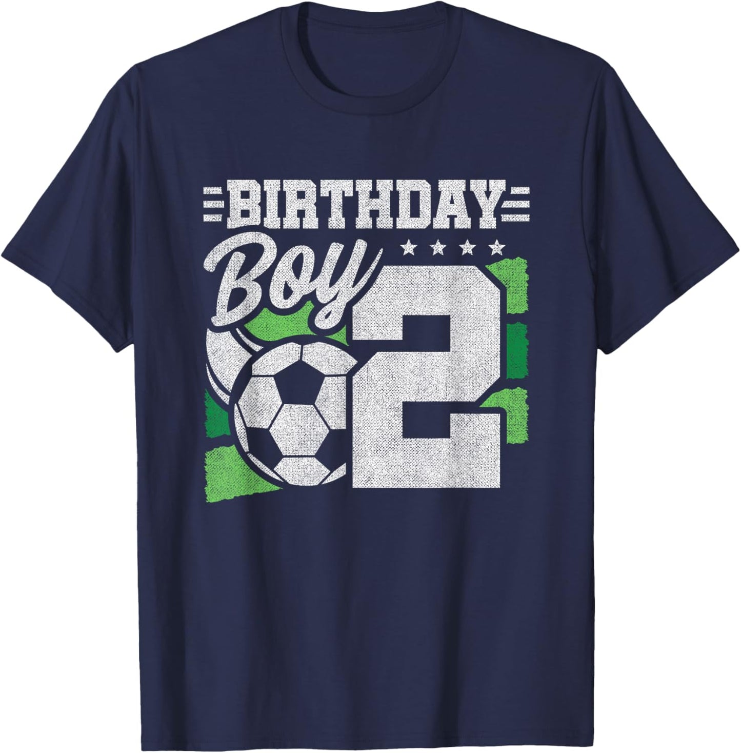 2 Year Old Soccer Birthday - Boys 2nd Birthday Soccer T-Shirt - T-Shirt | Navy
