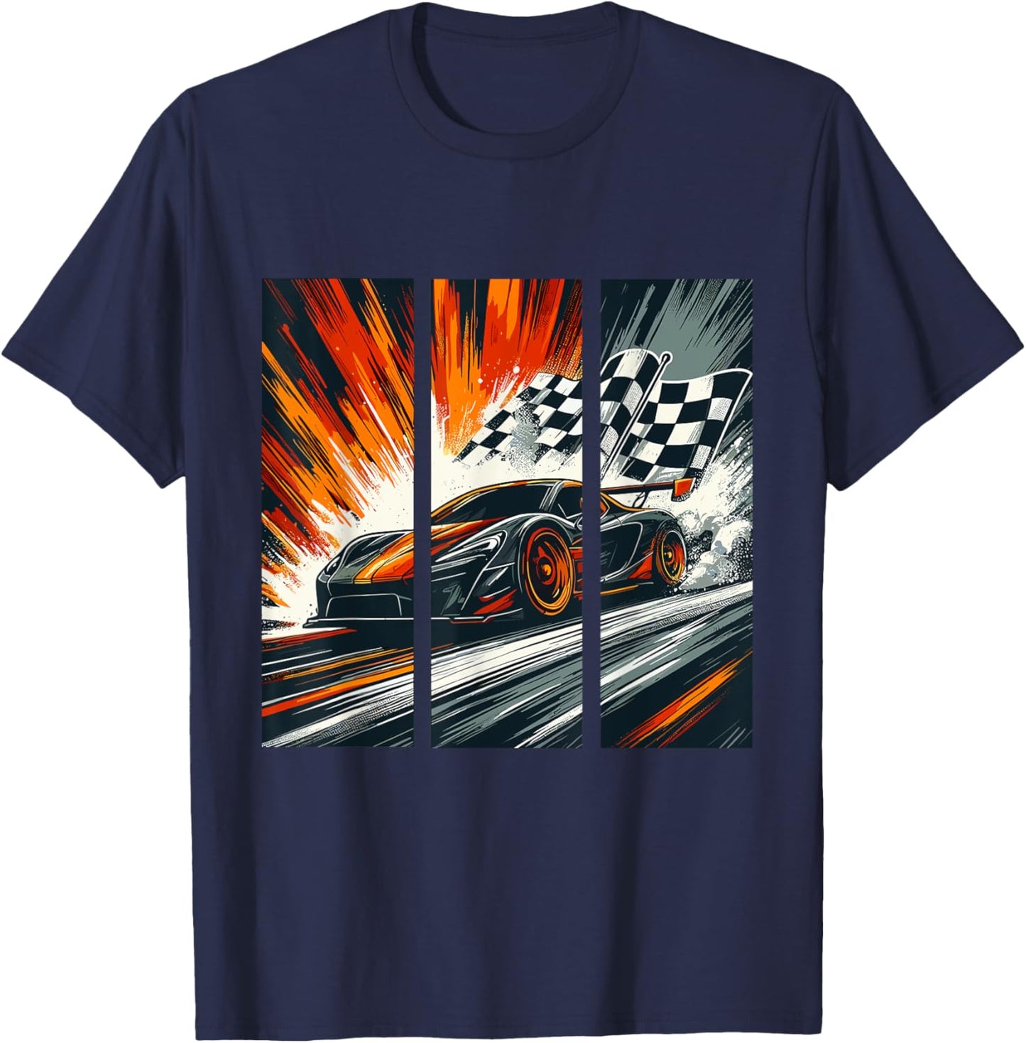Vintage Racing Speed Extreme Sports Car Racer T-Shirt - T-Shirt | Navy