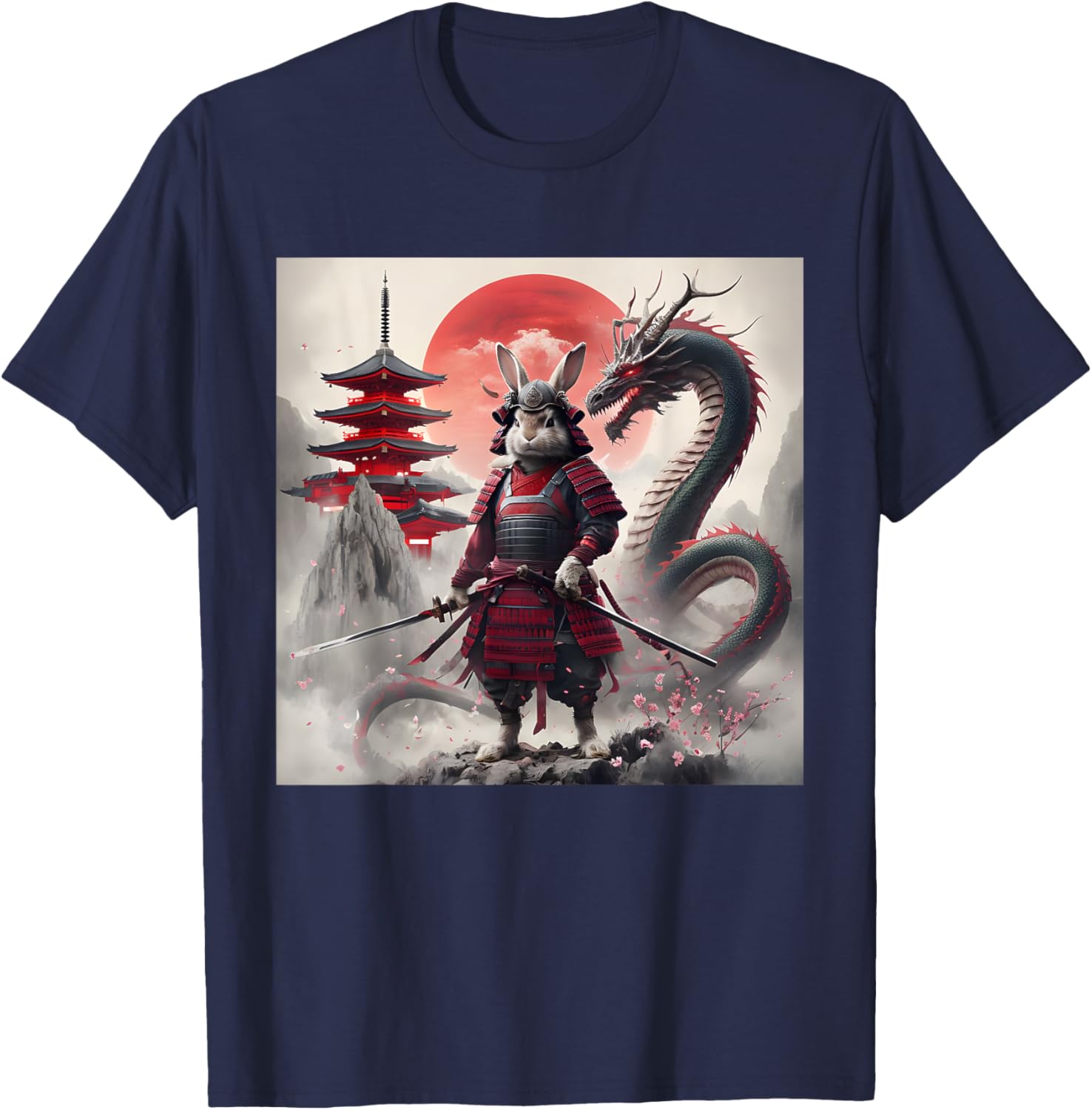 Samurai Bunny Rabbit Warrior Japanese Rabbit Ninja Easter T-Shirt - T-Shirt | Navy