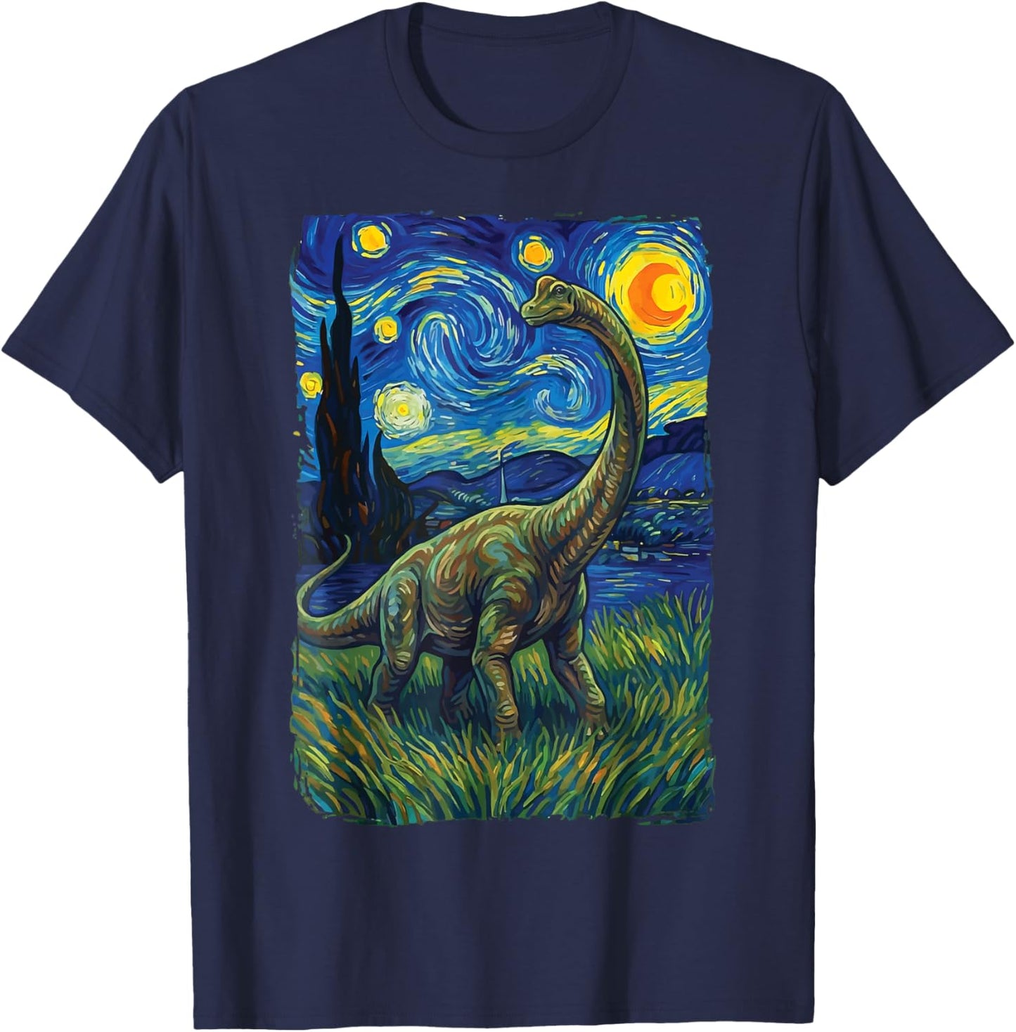 Brontosaure Nuit Étoilée Apatosaure T-Shirt - T-Shirt | Navy