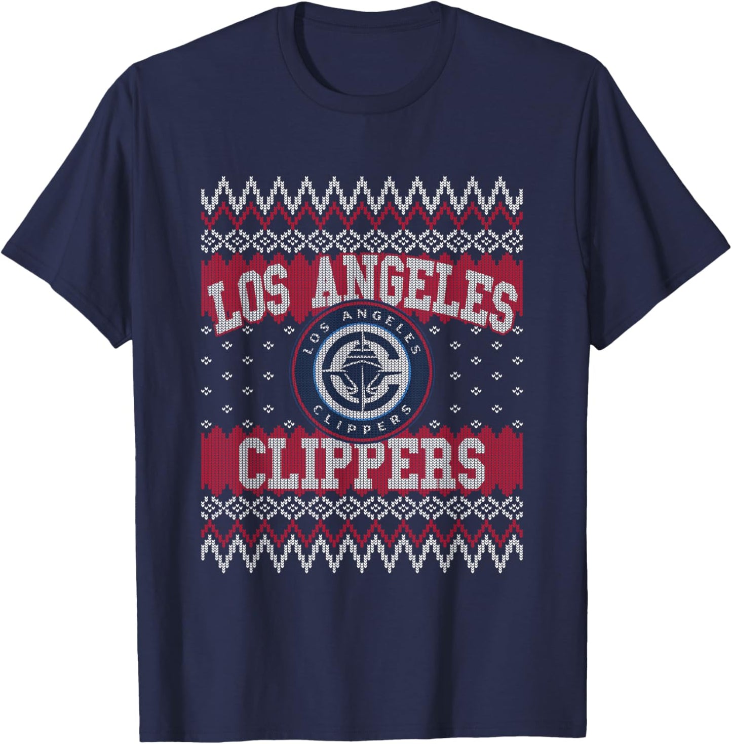 NBA Los Angeles Clippers Christmas Ugly Sweater Style T-Shirt - T-Shirt | Navy