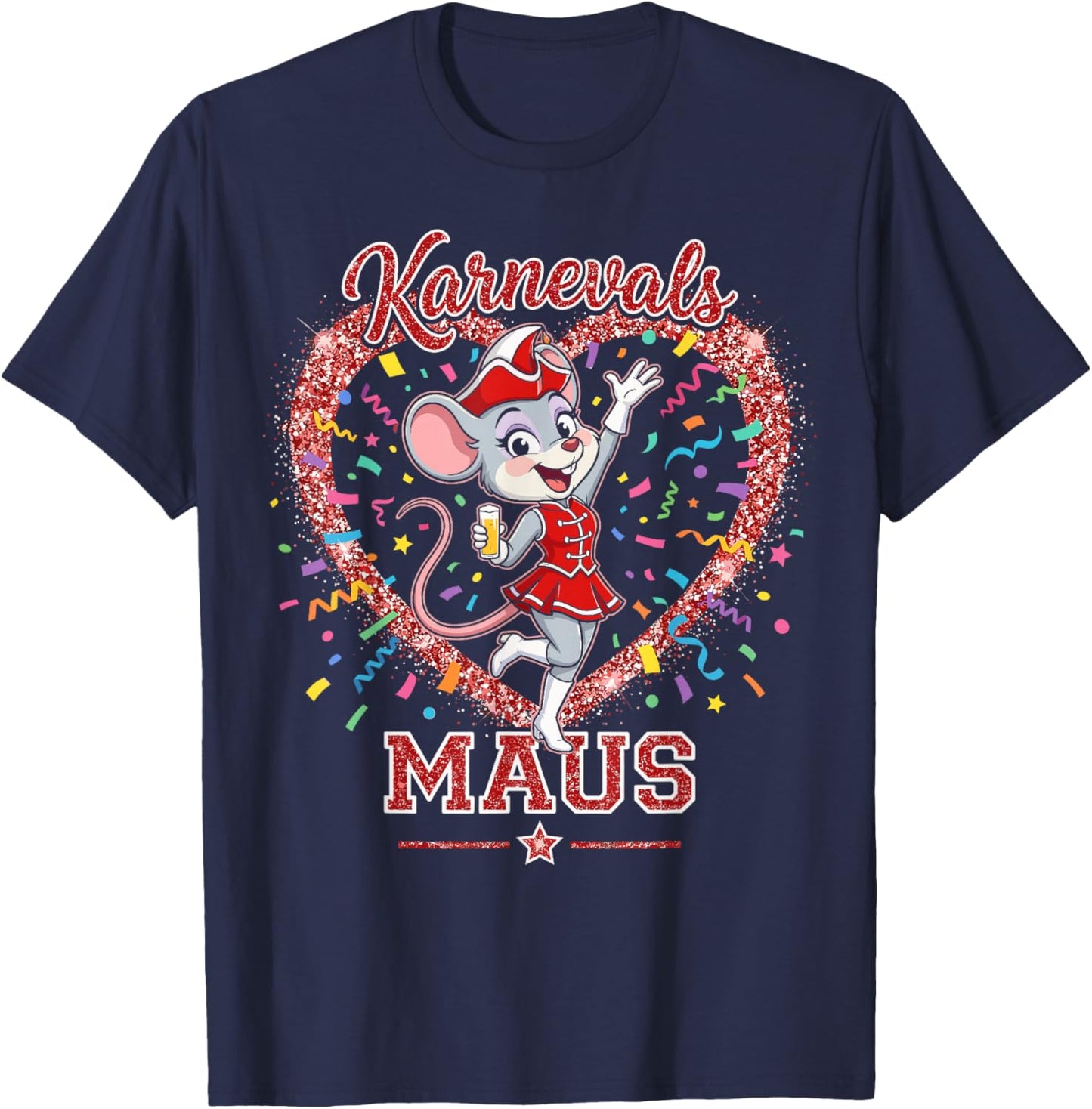 Carnival Mouse Red White Cologne Alaaf Costume Replacement T-Shirt - T-Shirt | Navy