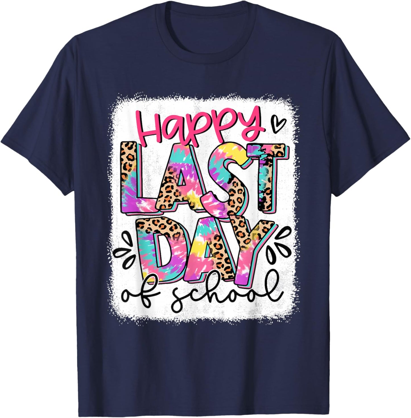 Bleached Last Day of School Teacher End of The Year Summer T-Shirt - T-Shirt | Navy