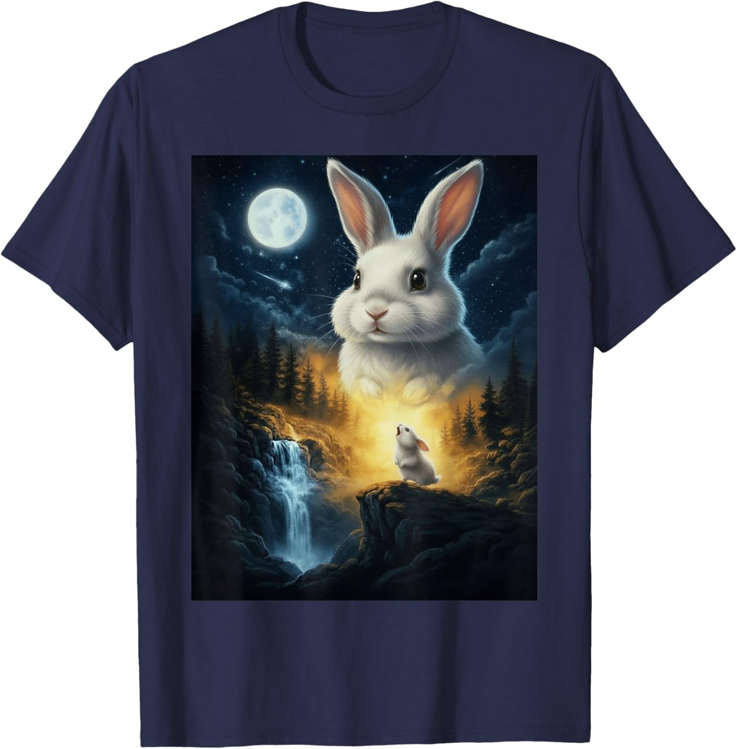 Rabbit Howling to The Moon Vintage Funny Rabbit T-Shirt - T-Shirt | Navy