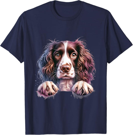 Dog Head Spaniel Springer English Breton Cocker T-Shirt - T-Shirt | Navy