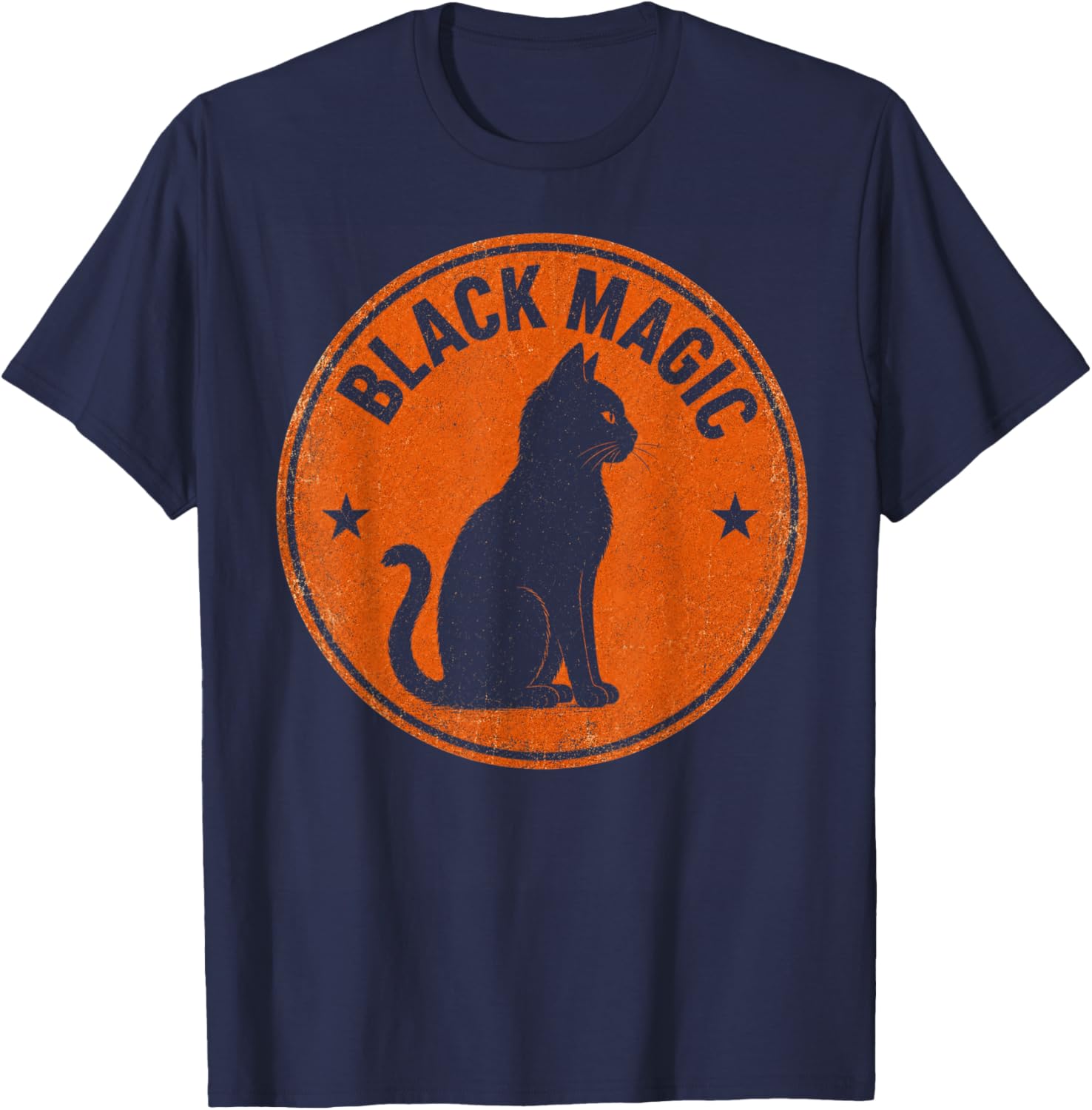 Black Magic - Vintage Black Cat Witchy - Halloween Occult T-Shirt - T-Shirt | Navy