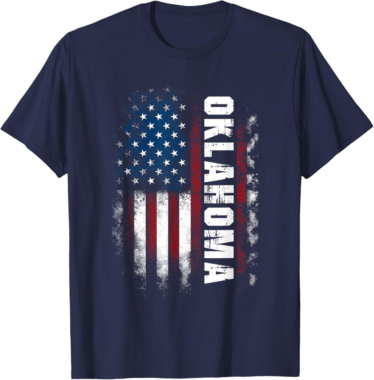Oklahoma USA American Flag Patriotic T-Shirt - T-Shirt | Navy