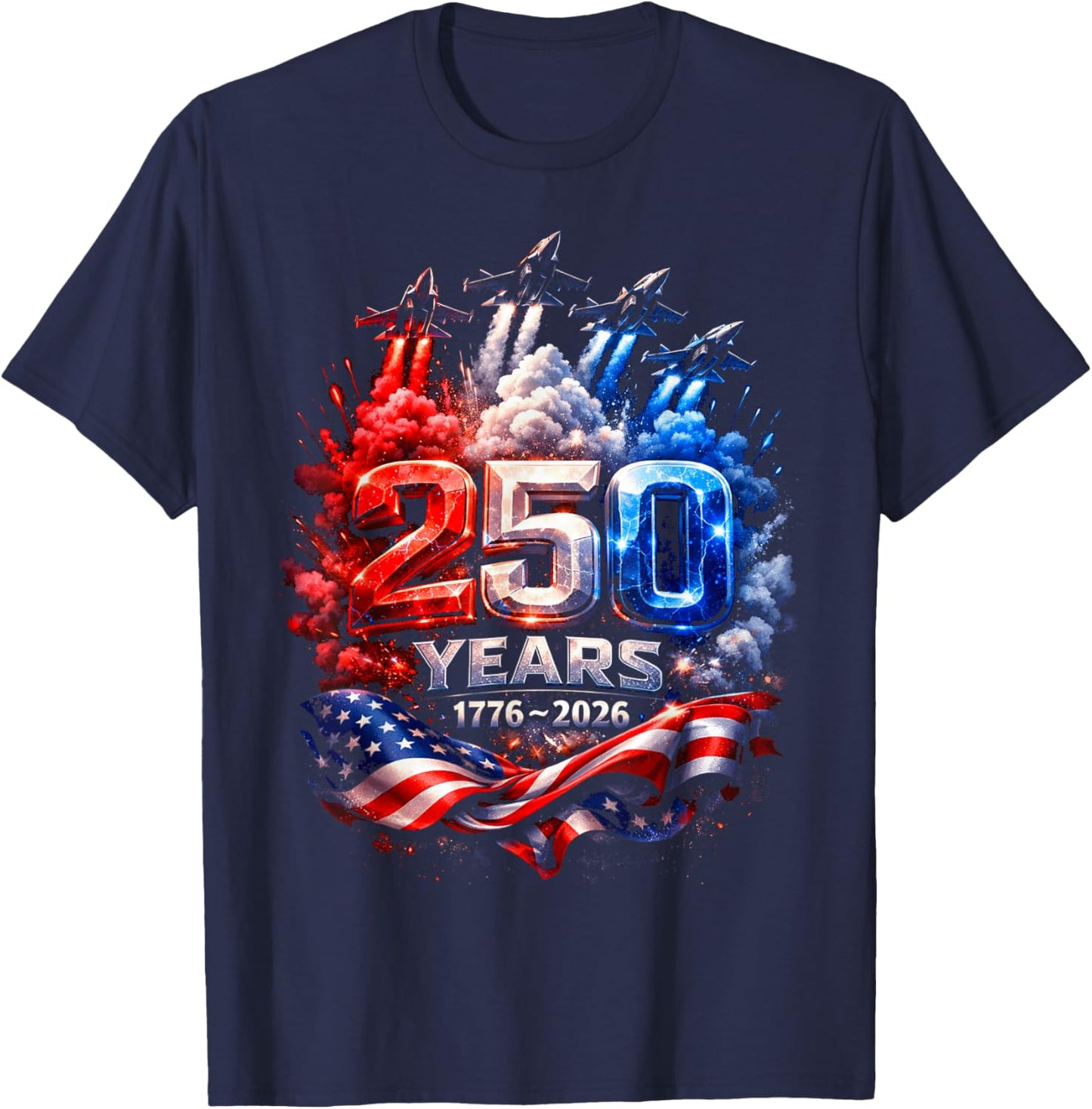 250 Years American 250th USA Patriotic 4th of July T-Shirt - T-Shirt | Navy