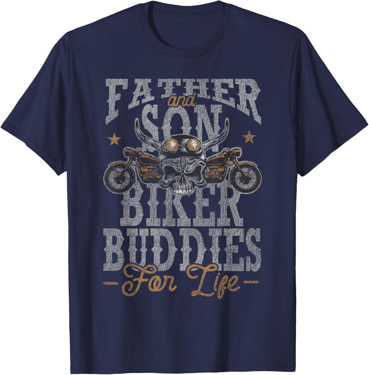 Classic Motorcycle Biker Dad Son Father And Son Biker T-Shirt - T-Shirt | Navy