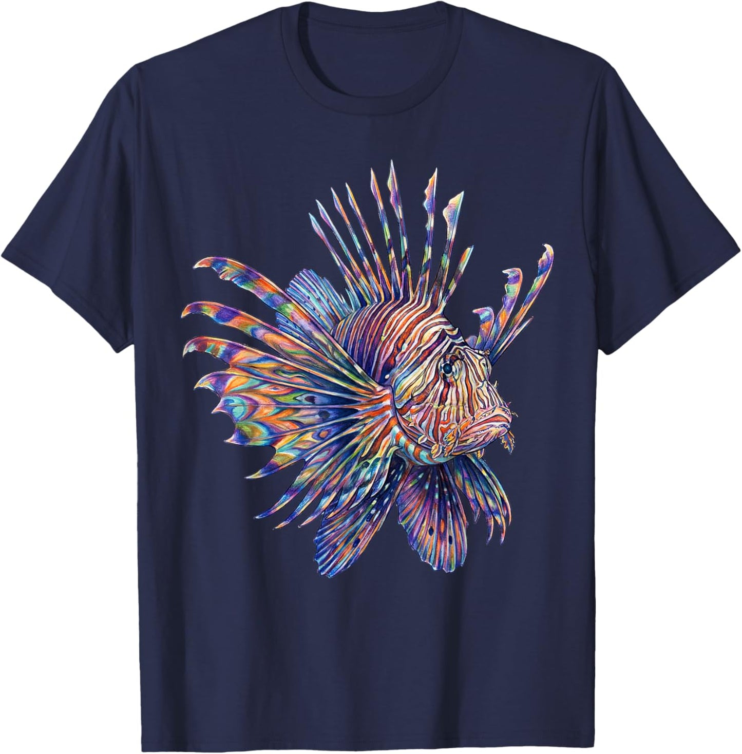 Lionfish Abstract Ocean Art Marine Life Colorful T-Shirt - T-Shirt | Navy