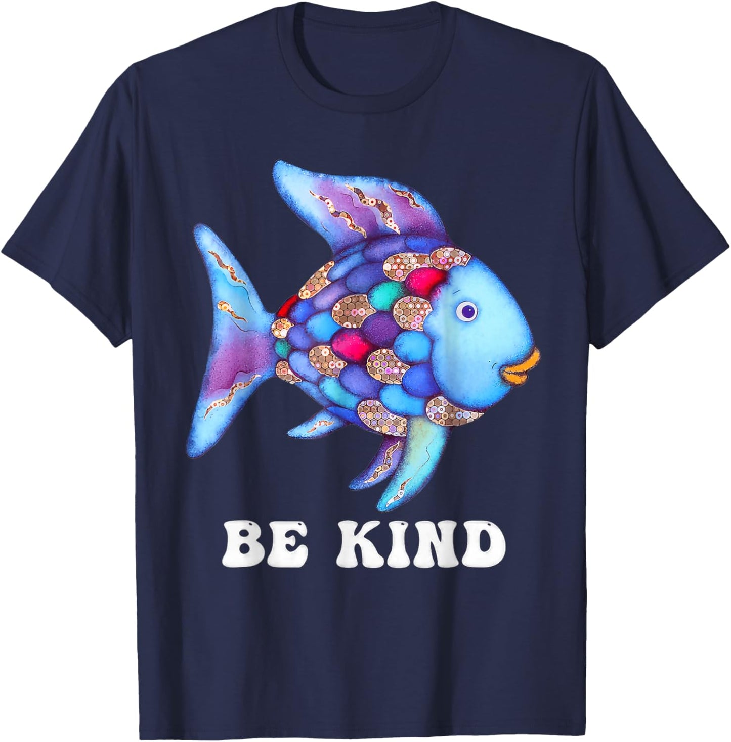 Be Kind Rainbow Fish Teacher Life Teaching Back to School T-Shirt - T-Shirt | Navy