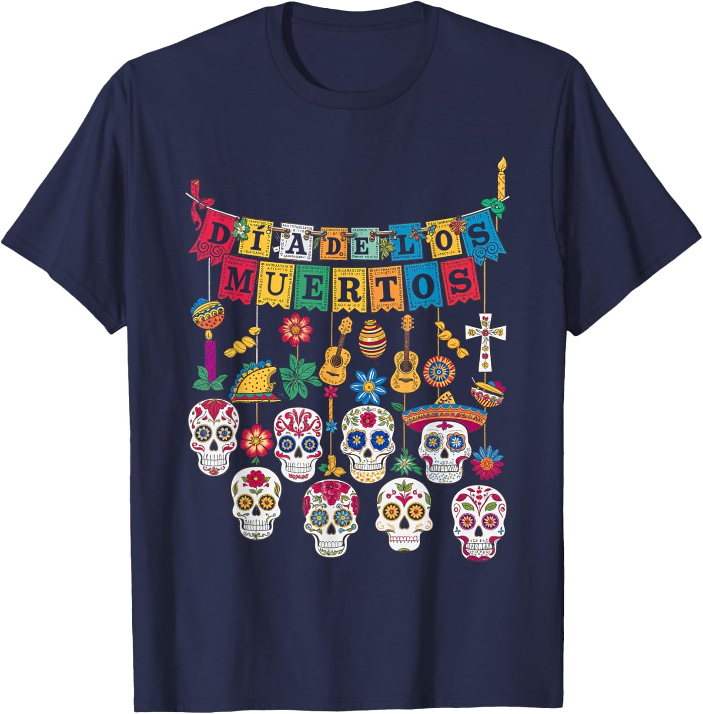 Dia De Los Muertos Sugar Skull Celebration Art Love T-Shirt - T-Shirt | Navy