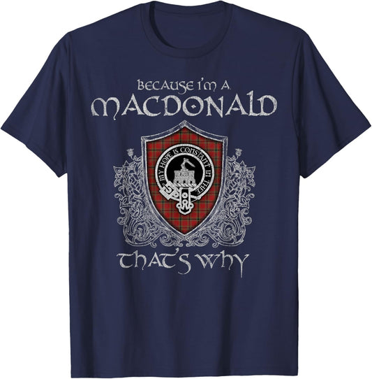 Clan Macdonald Crest Tartan Celtic Last Name Vinatge T-Shirt - T-Shirt | Navy