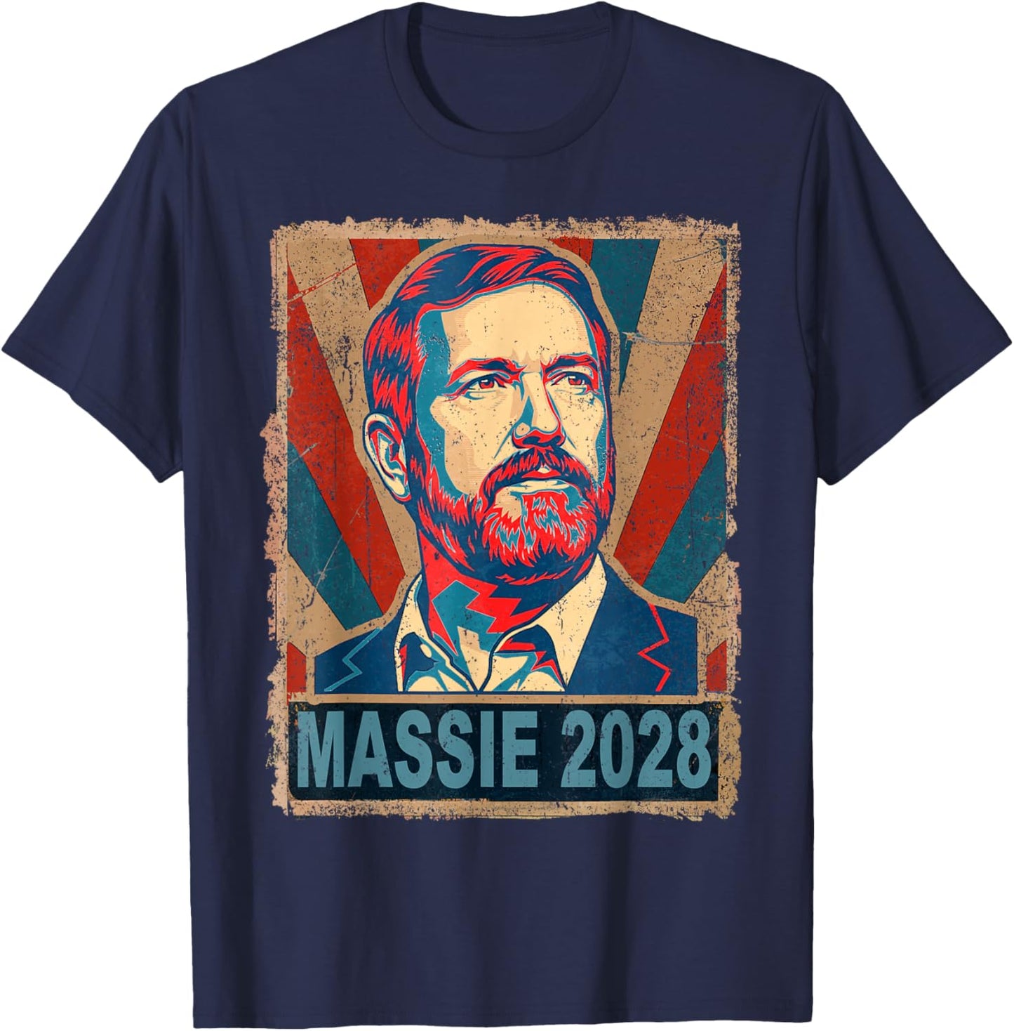 Vintage Hope Massie 2028 for President Thomas Massie 2028 T-Shirt - T-Shirt | Navy