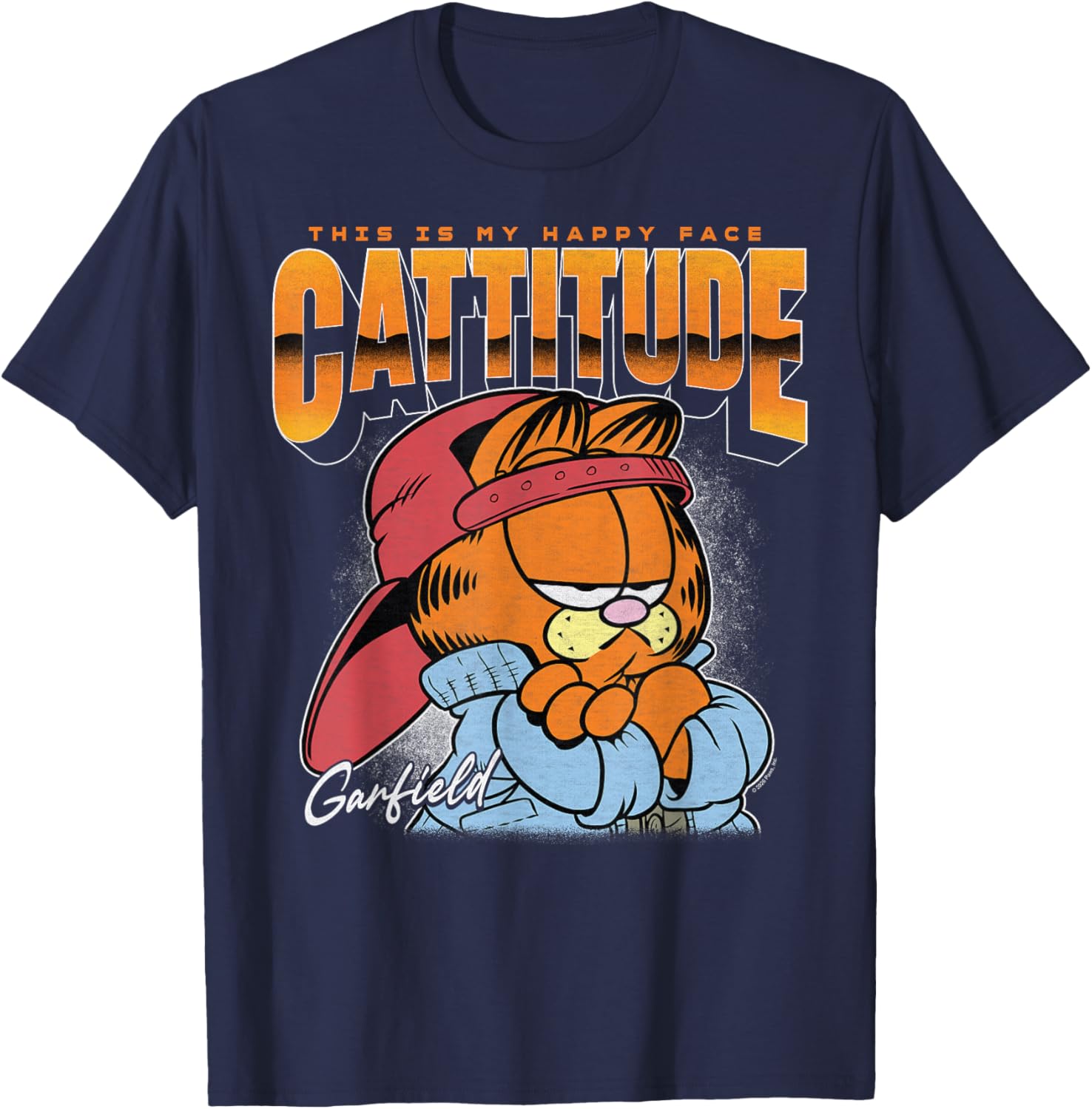 Garfield - Cattitude - This is My Happy Face T-Shirt - T-Shirt | Navy