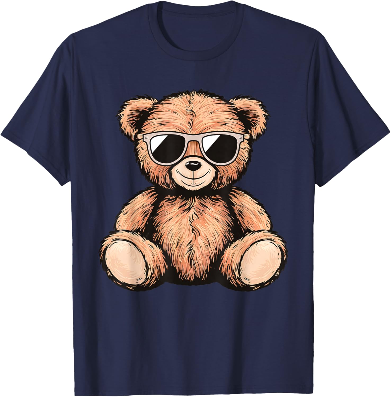 Cool Teddy Bear Men Women Kids Casual Cute Funny Graphic T-Shirt - T-Shirt | Navy