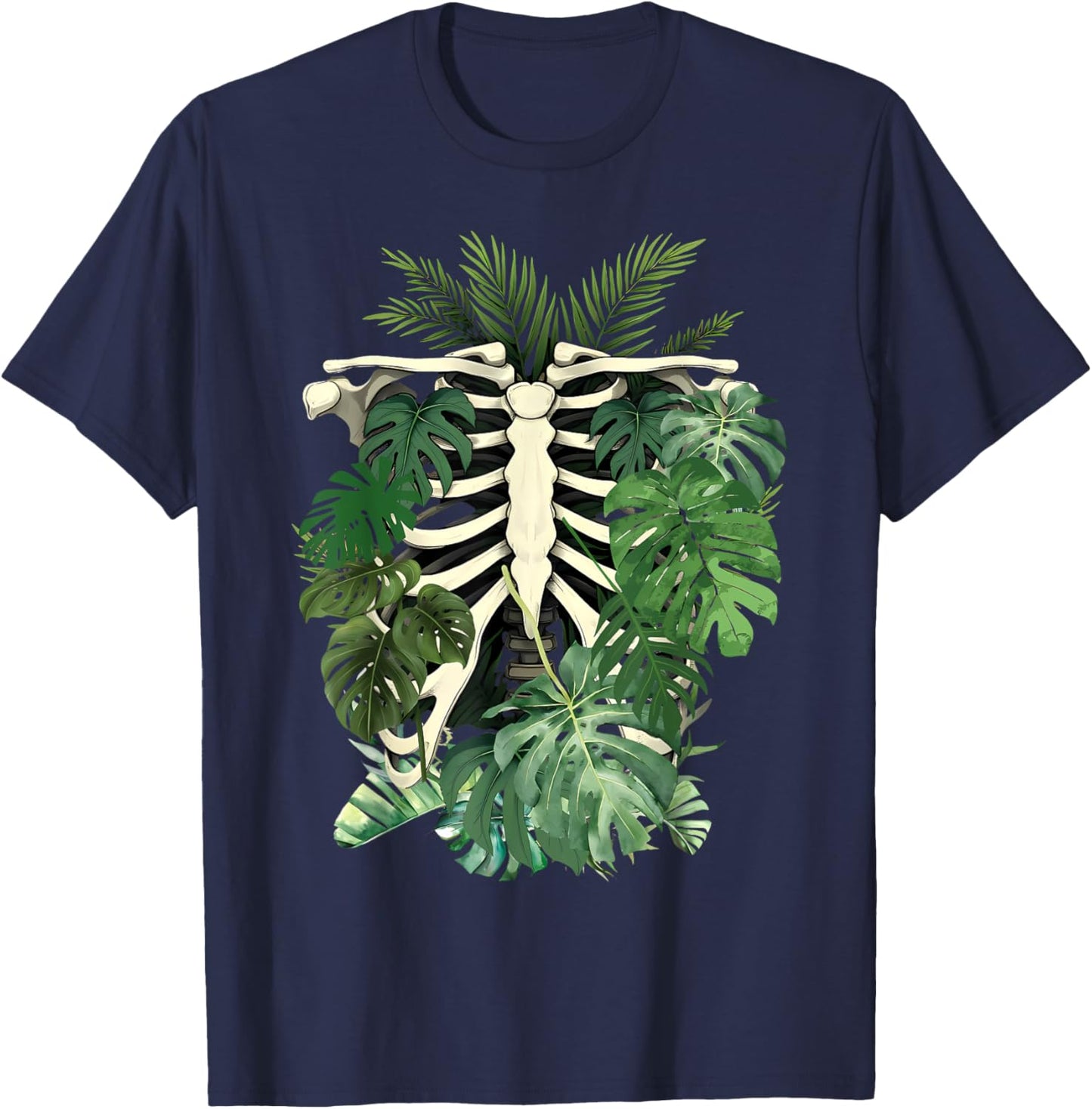 Skeleton Plant Body Monstera Leaf Plant Mom Gardening Women T-Shirt - T-Shirt | Navy