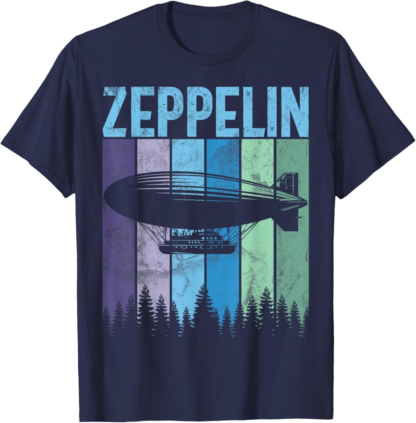 Retro Zeppelin 70s 80s Dirigible Airship Zepelin Zepplin T-Shirt - T-Shirt | Navy
