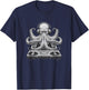 Octopus DJ Partying Kraken Tentacles Rave Festival Party T-Shirt - T-Shirt | Navy