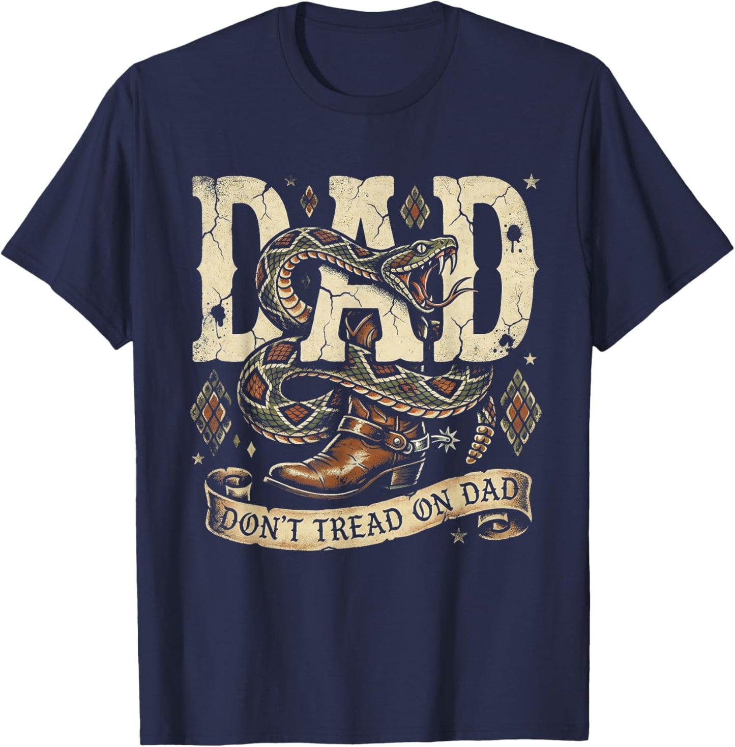 Western Dad Country Men Rodeo Retro Cowboy T-Shirt - T-Shirt | Navy