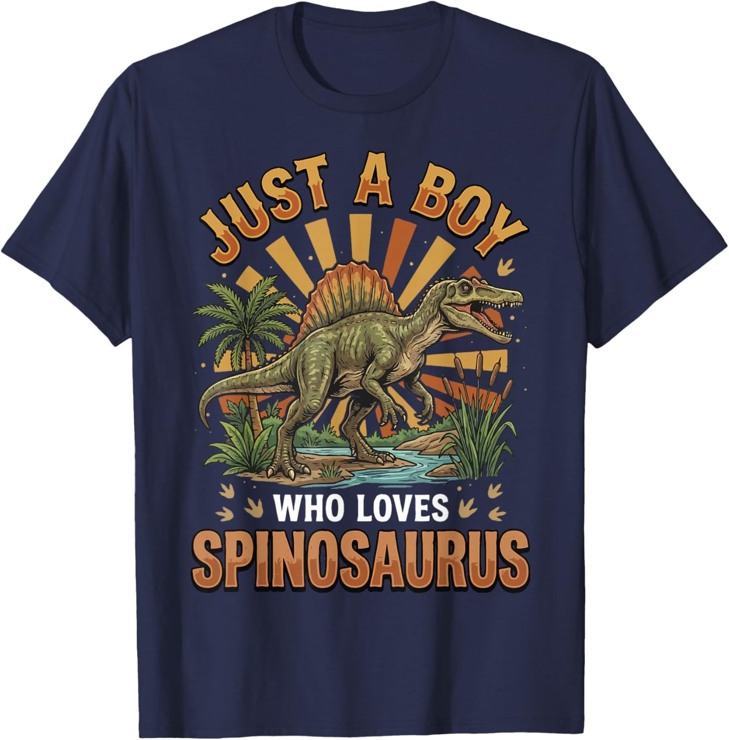 Just A Boy Who Loves Spinosaurus T-Shirt - T-Shirt | Navy