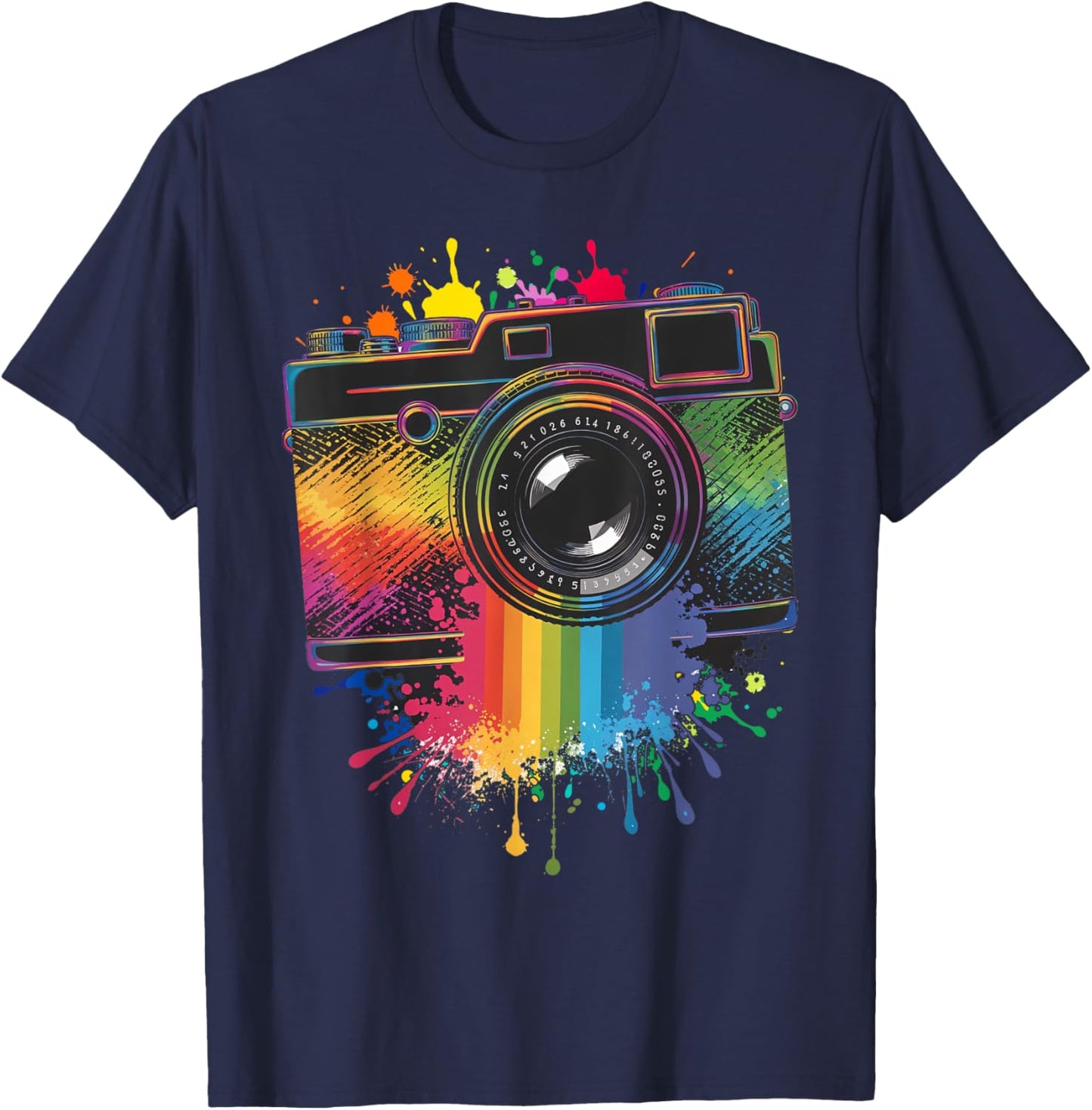 Photography Art Camera Rainbow Photographer T-Shirt - T-Shirt | Navy