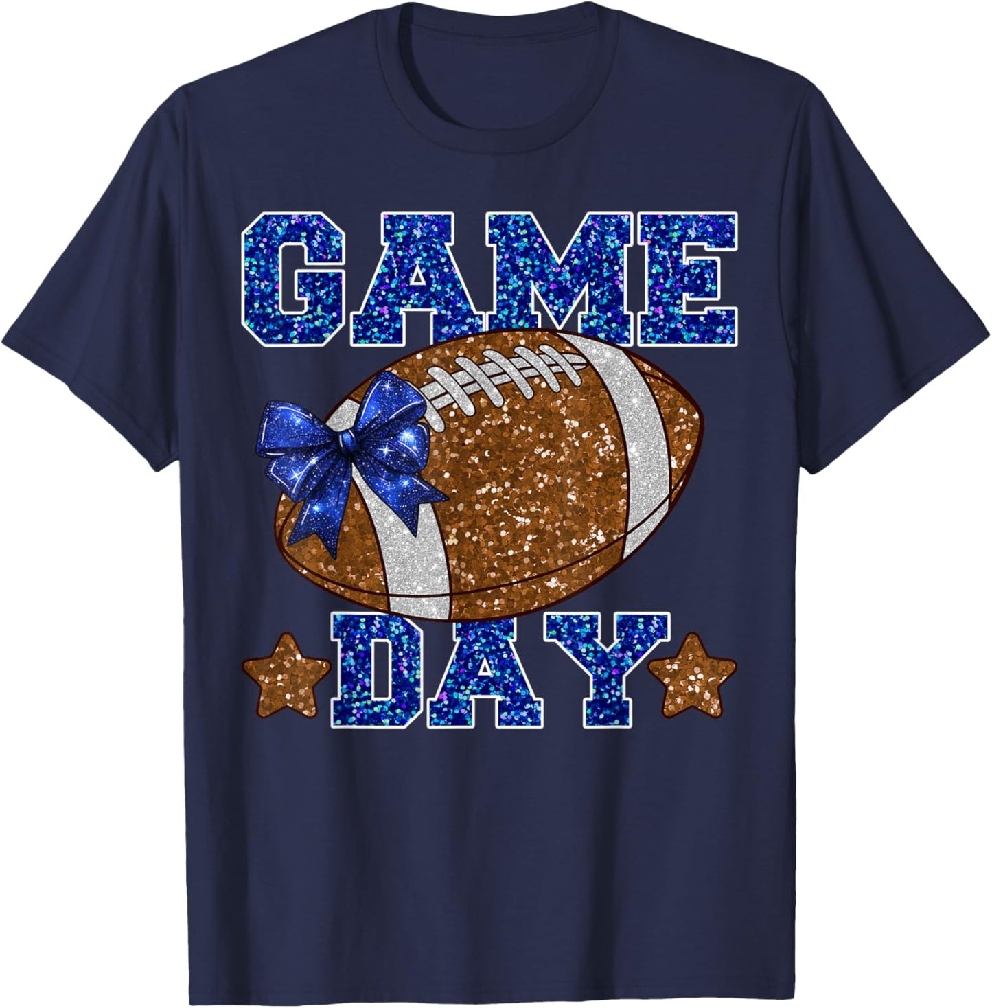 Game Day Football Season Football Mama Girl Blue Gold Vibes T-Shirt - T-Shirt | Navy