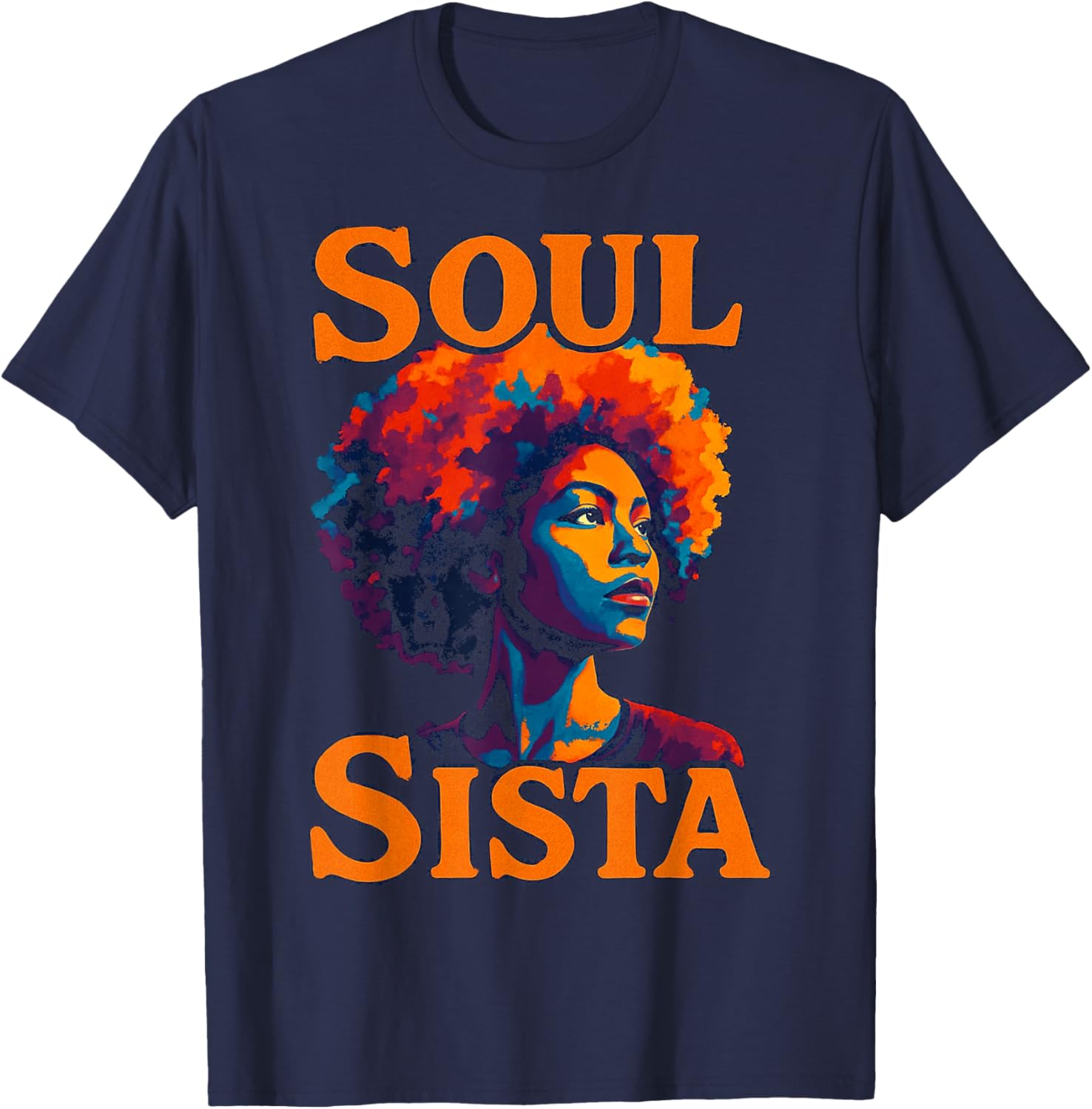 Soul Sista Vintage Pop Art Illustration T-Shirt - T-Shirt | Navy