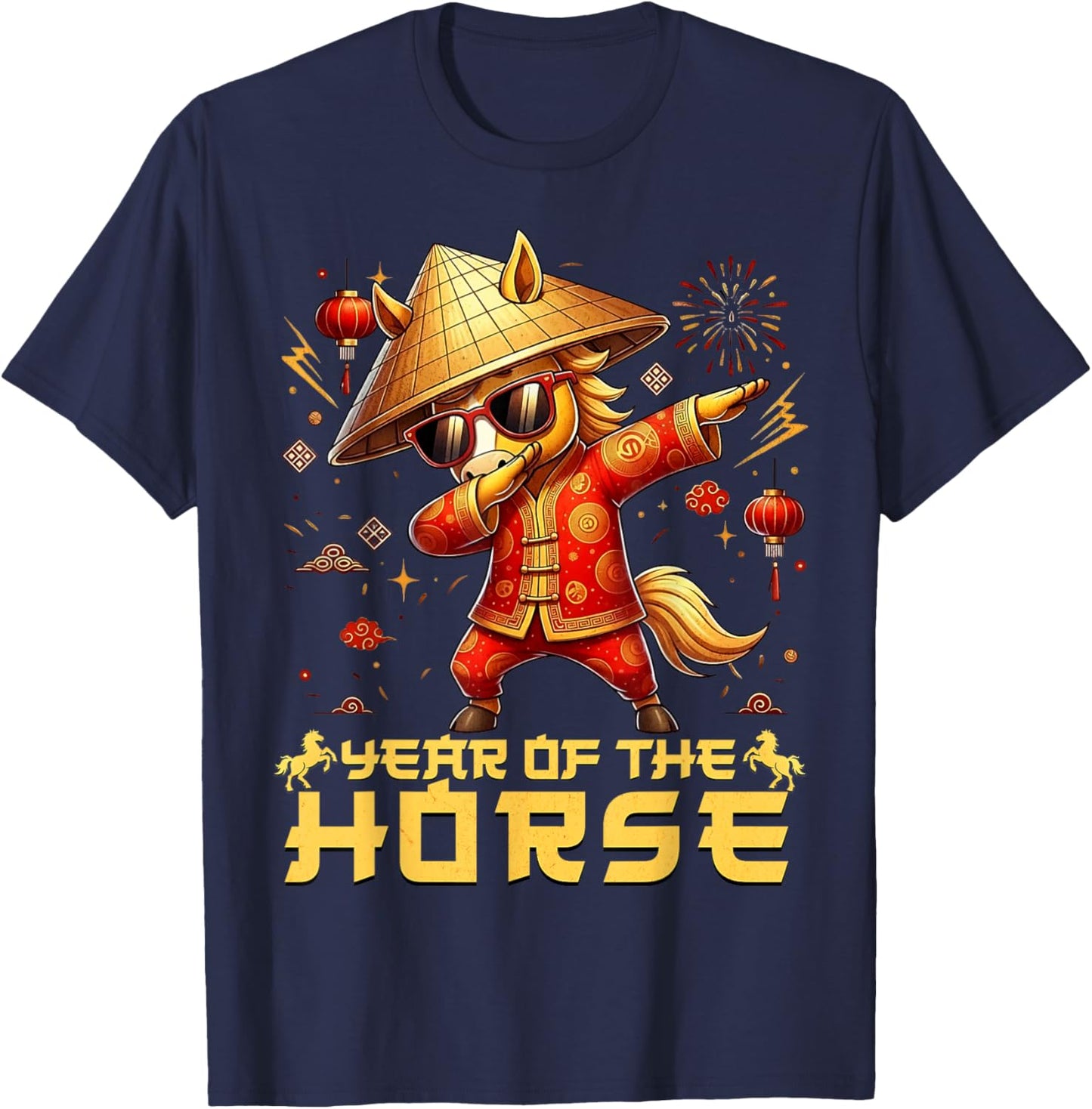 Chinese New Year 2026 Year of the Horse Happy New Year T-Shirt - T-Shirt | Navy