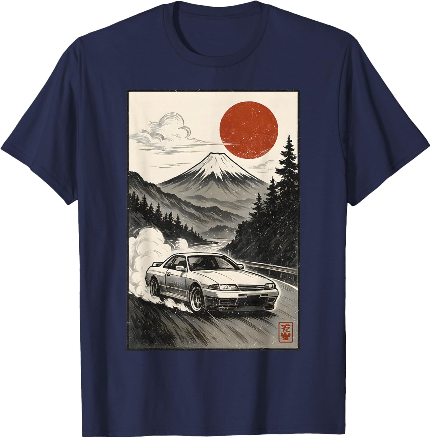 Cool Japanese Sport Race car Drifting Graphic T-Shirt - T-Shirt | Navy