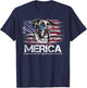 Vintage Boxer Dog, Merica Boxer Dog USA Flag Funny Women Kids Men T-Shirt - T-Shirt | Navy