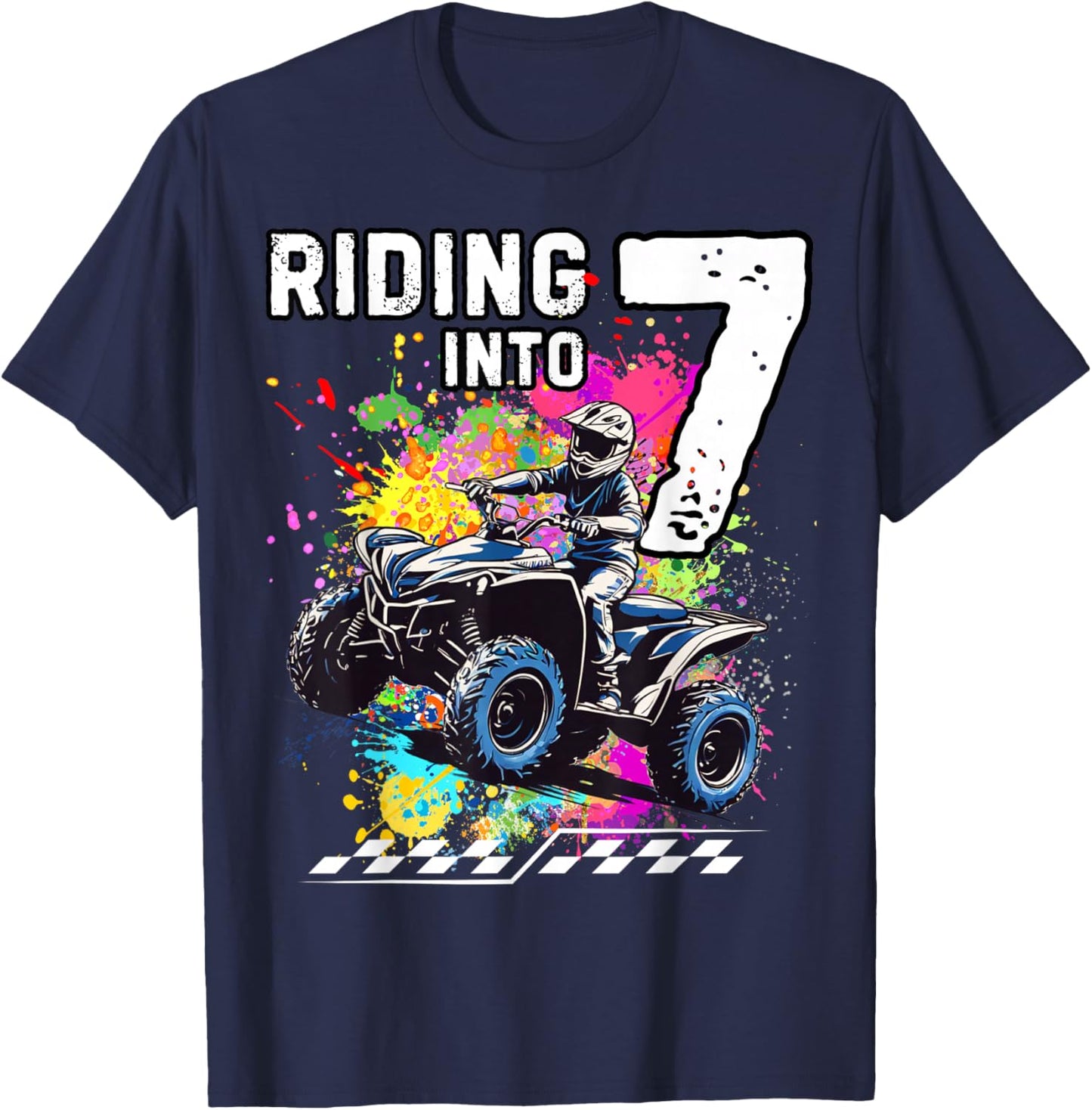 Riding Into 7 Year Old ATV Birthday T-Shirt - T-Shirt | Navy