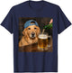 Golden Retriever trinkt Bier Lustiges Hunde-Meme T-Shirt - T-Shirt | Navy