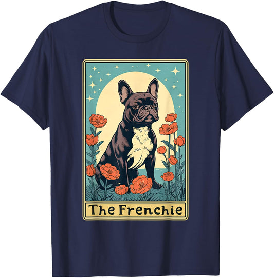 The Frenchie Tarot Card French Bulldog Floral Dog Pet Lover Men Women T-Shirt - T-Shirt | Navy