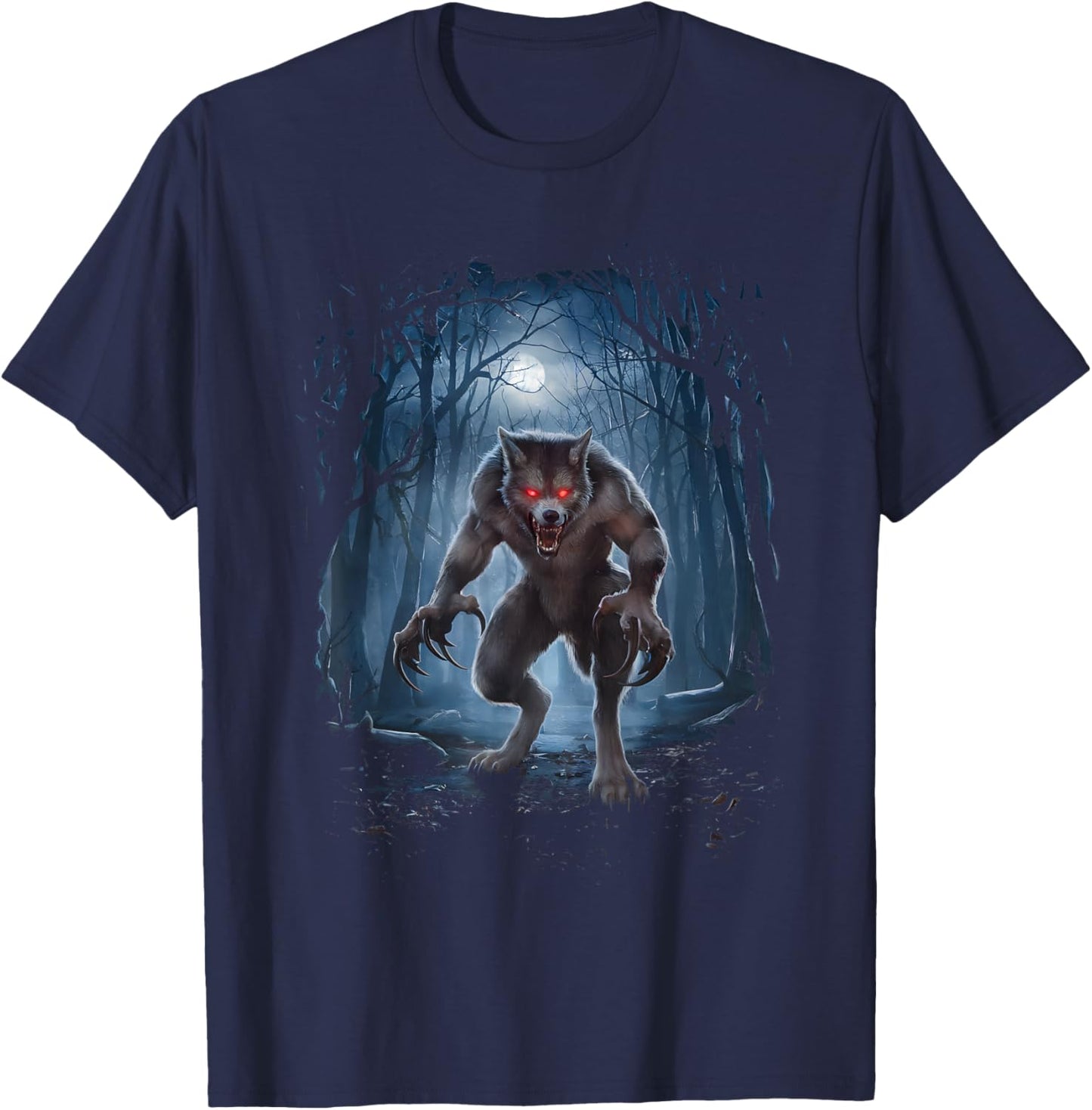 Werewolf Creature Cryptid Cryptozoology Folklore Wolf Man T-Shirt - T-Shirt | Navy