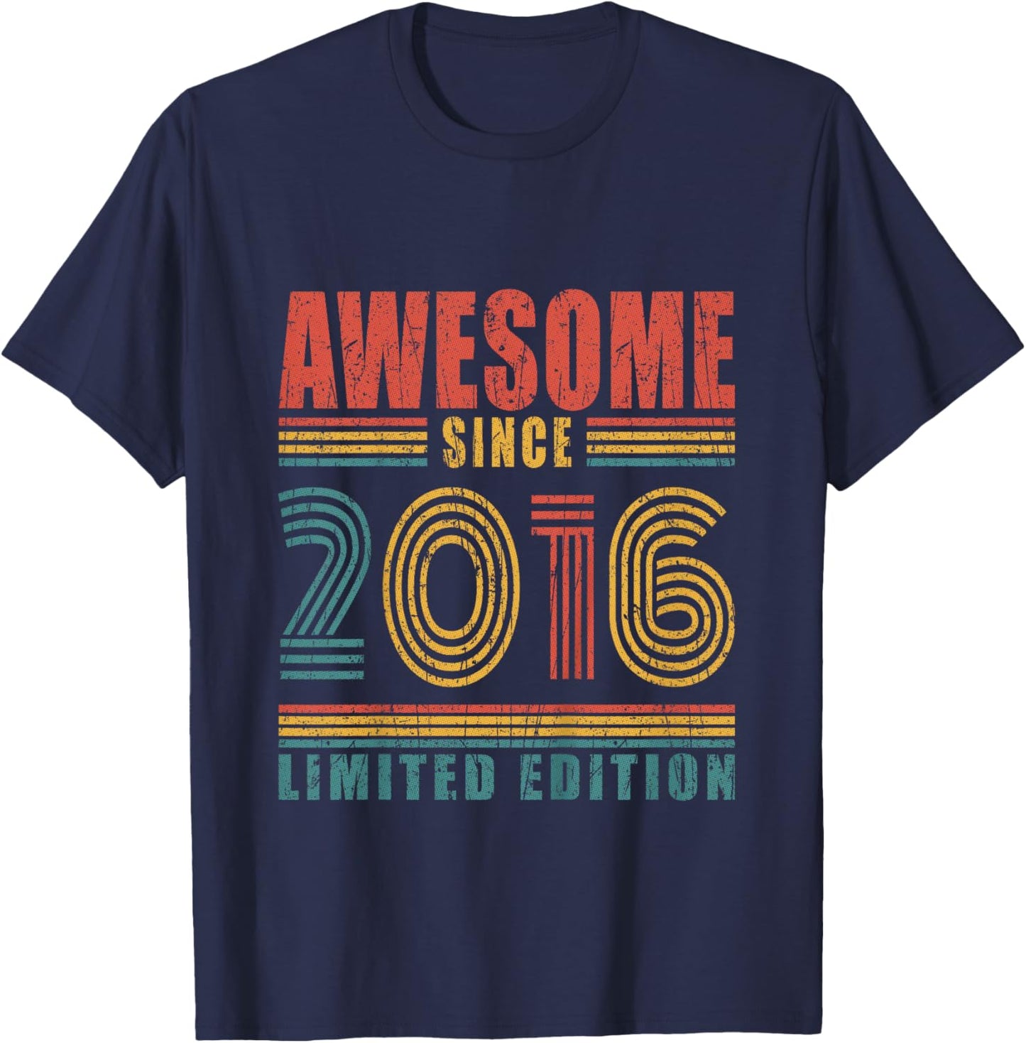 Kids 10th Birthday Awesome Since 2016 Vintage 10 Birthday T-Shirt - T-Shirt | Navy