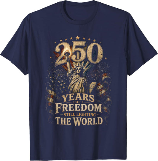 250 Years of Freedom 250 Anniversary USA 4th July T-Shirt - T-Shirt | Navy