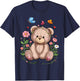 Cute Teddy Bear With Flowers I Kids Teddy T-Shirt - T-Shirt | Navy