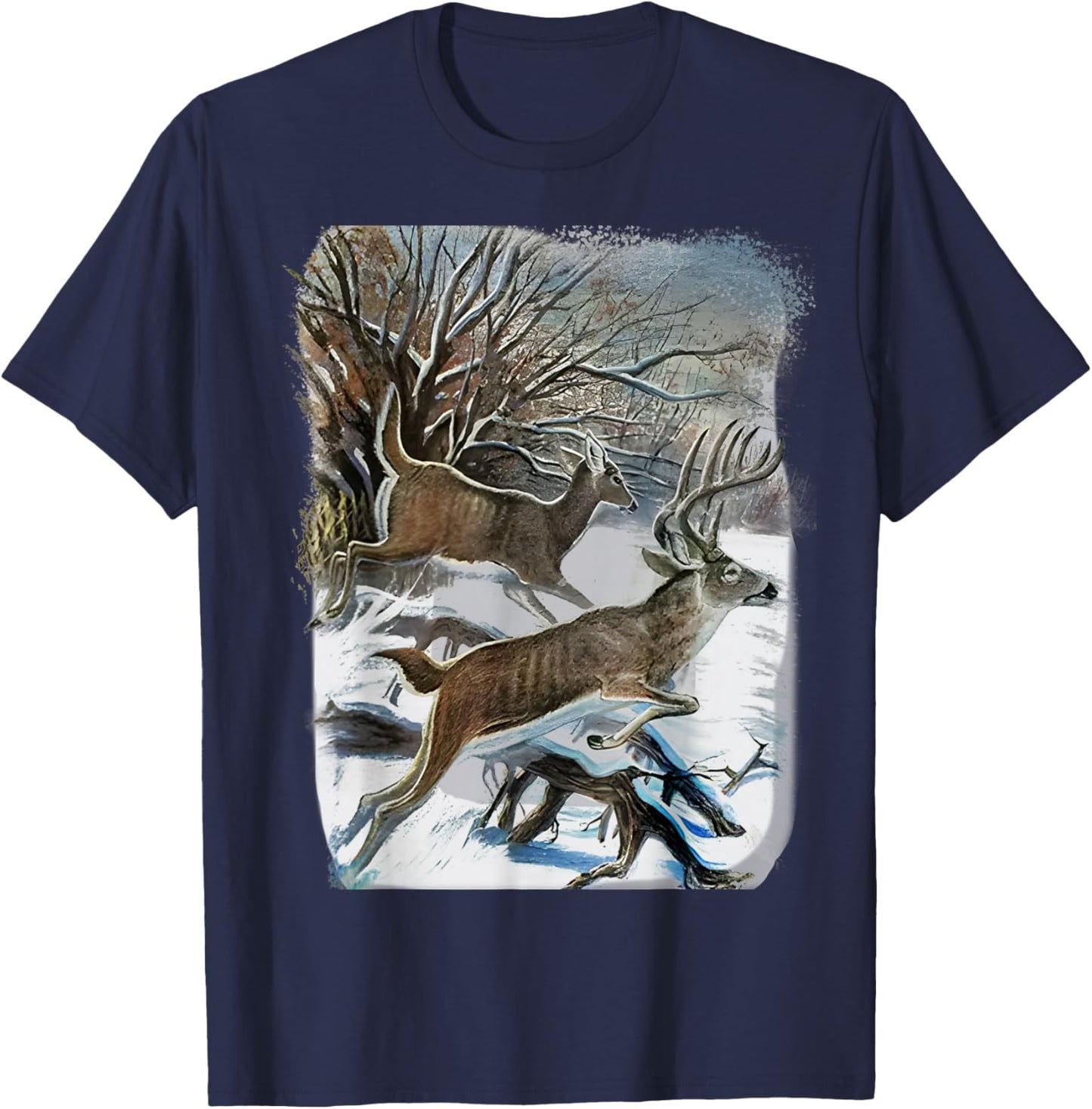 Vintage 90s Whitetail Deer T-Shirt - T-Shirt | Navy