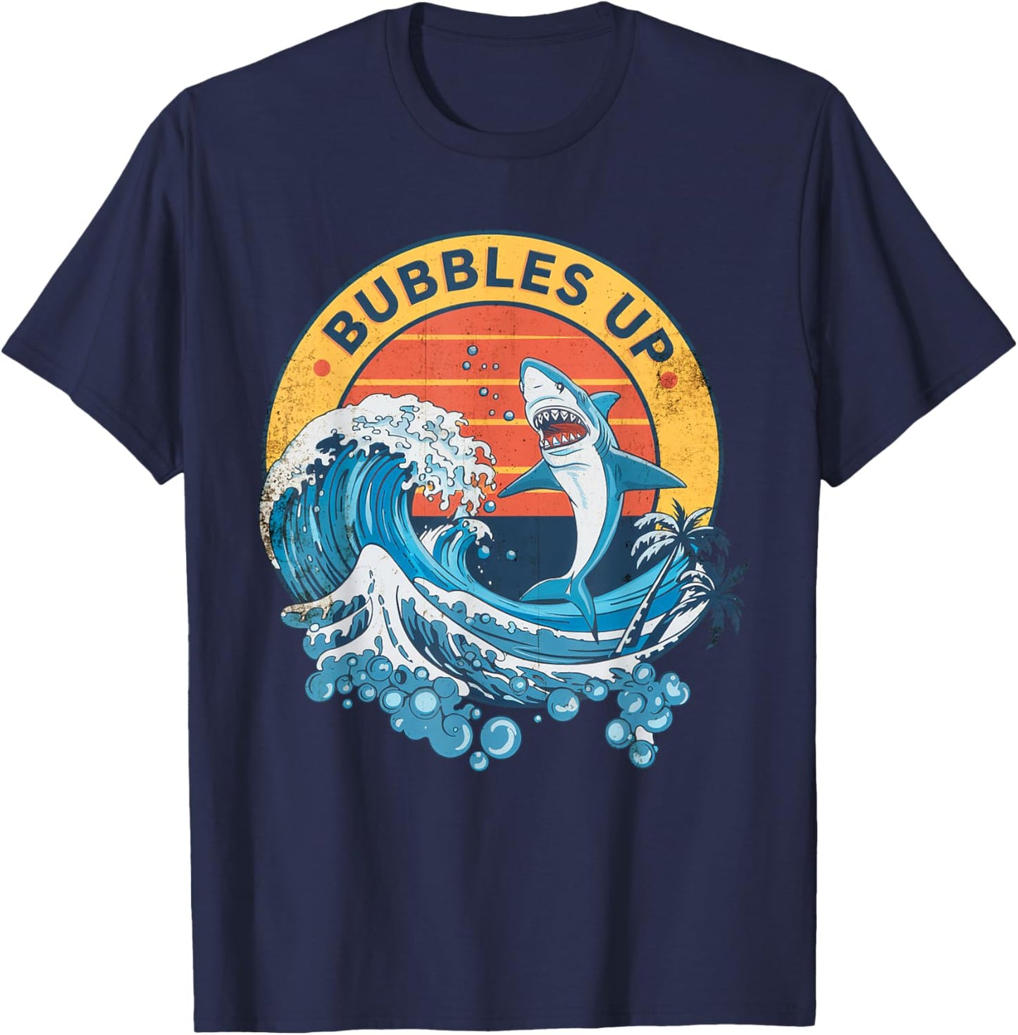 Bubbles Up Vintage Retro Shark Lover Women T-Shirt - T-Shirt | Navy