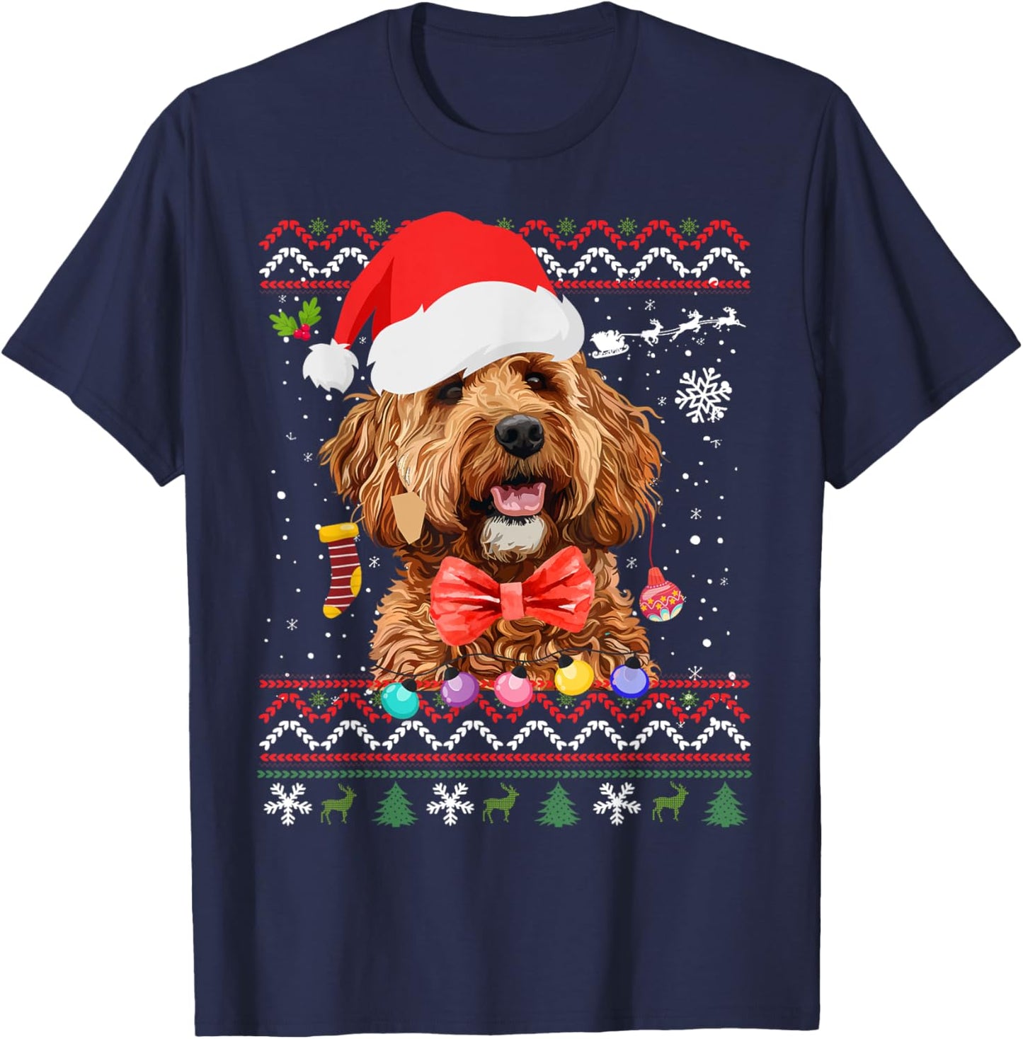 Cavapoo Christmas Outfit Idea & Christmas Cavapoo T-Shirt - T-Shirt | Navy