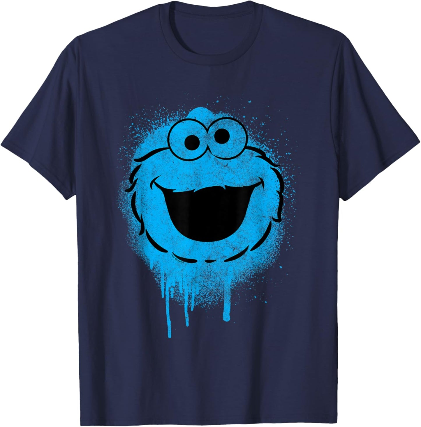 Sesame Street Cookie Monster Graffiti Face Halloween Costume T-Shirt - T-Shirt | Navy
