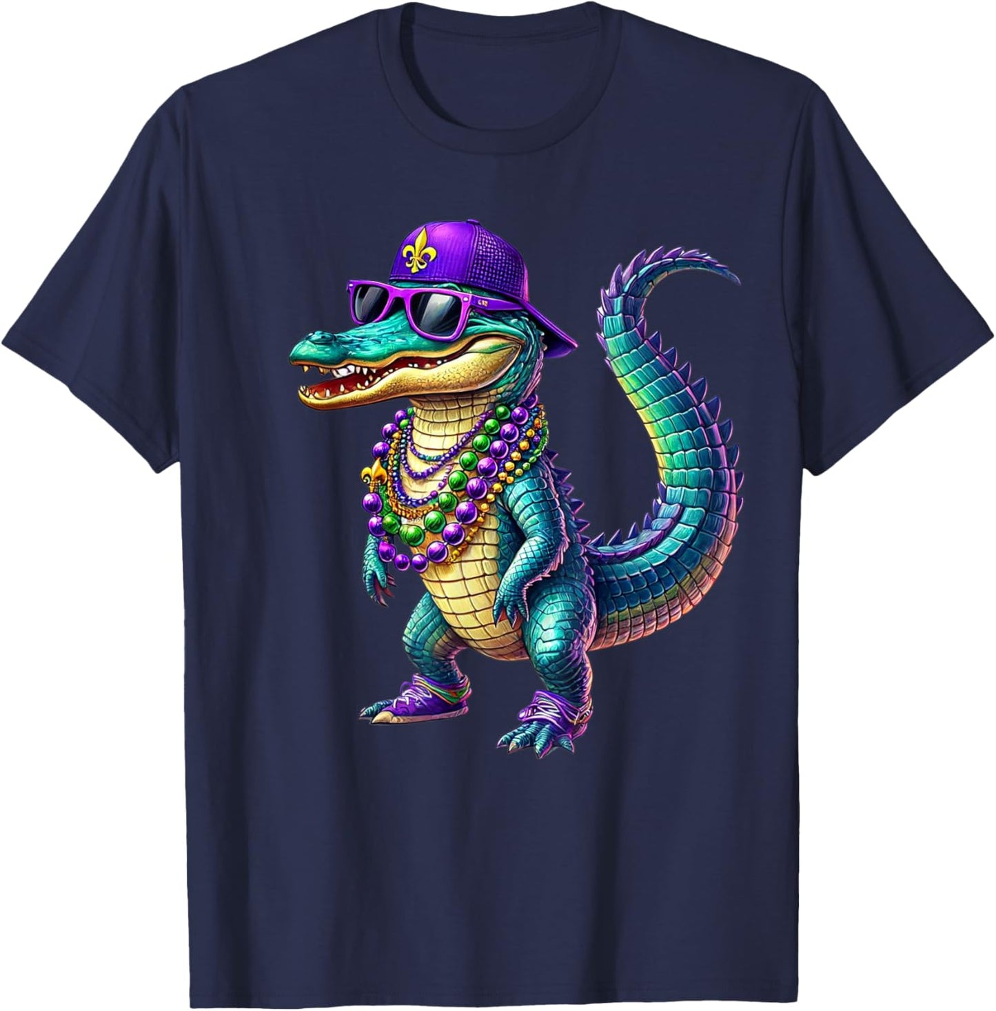 Mardigator Mardi Gras Alligator Men Women Mardi Gras Men T-Shirt - T-Shirt | Navy