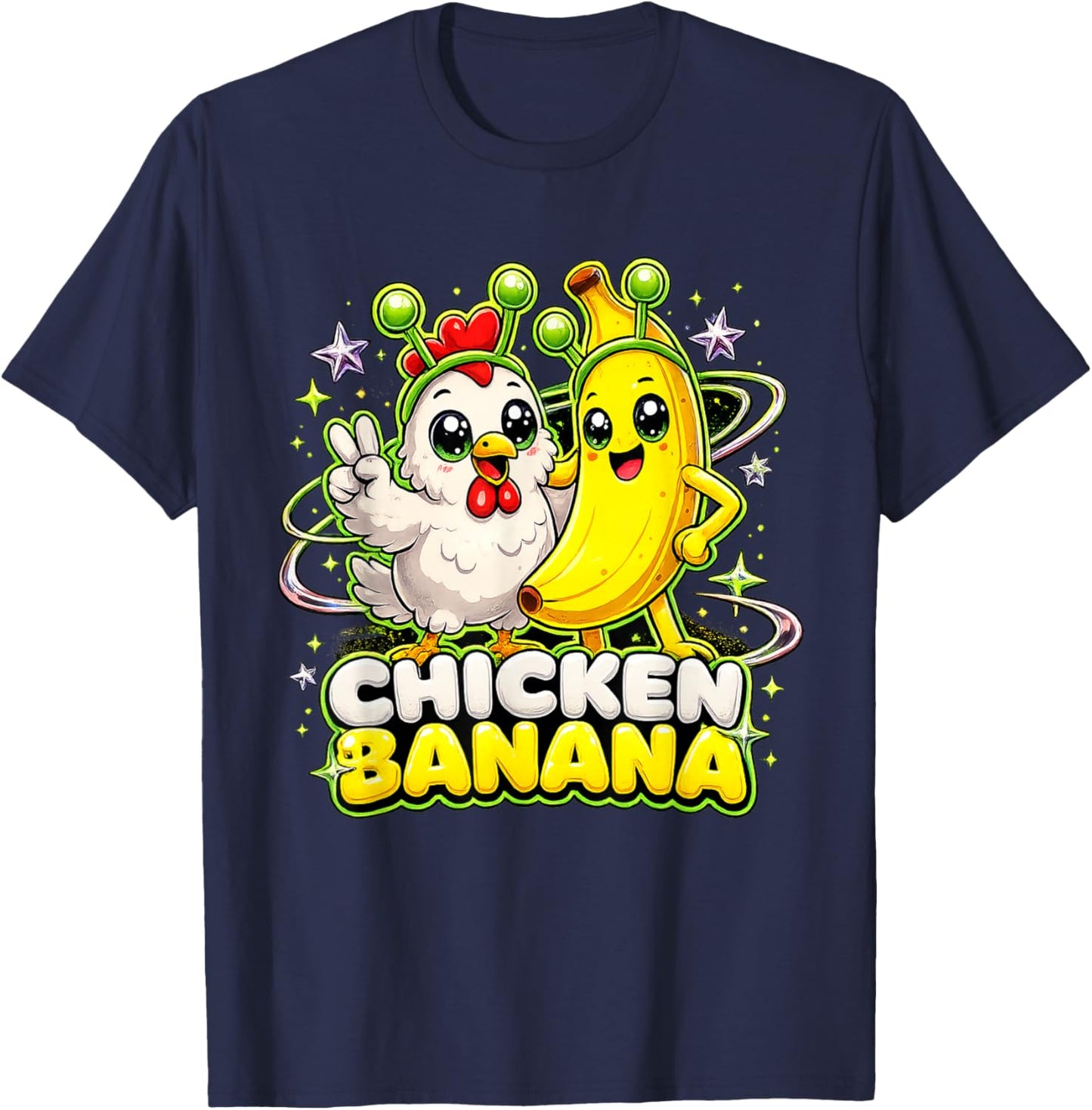 Chicken Banana Y2K Alien T-Shirt - T-Shirt | Navy