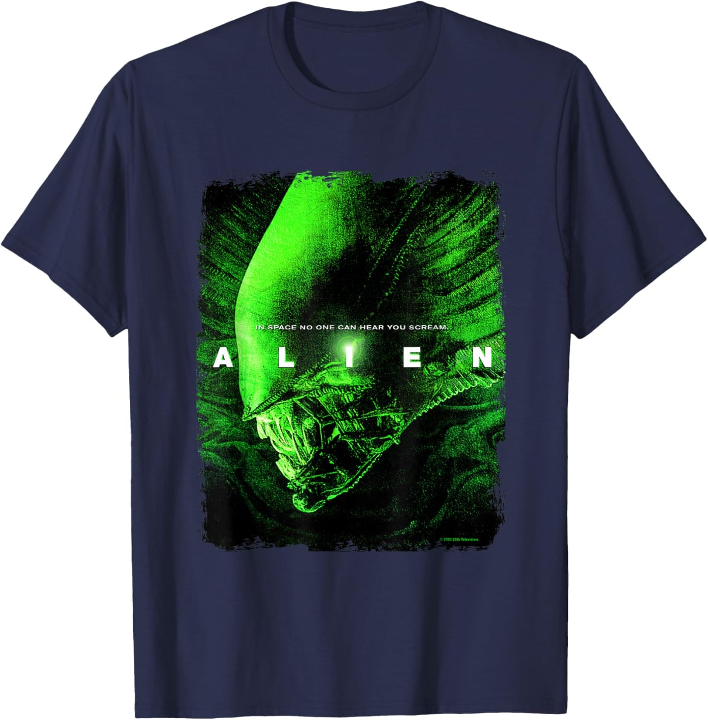 Aliens Iconic Xenomorph Neon Profile Big Chest Portrait T-Shirt - T-Shirt | Navy